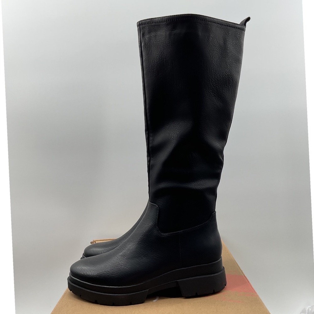Soul Naturalizer Orchid Black Tall Lug Sole Boots Womens 6.5M Knee High Zipper